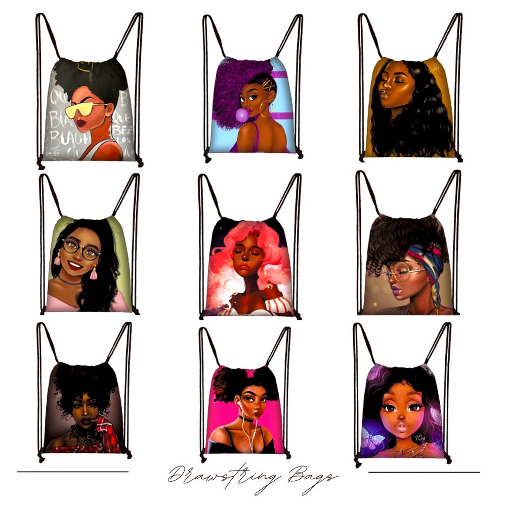 Mystery Bag w/Beauty Scoop - African American Women Drawstring Bag/Backpack